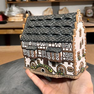 Stepped Gable Half Timbered House - Ceramic Aroma Oil Burner and Tea Light Holder