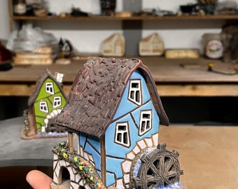 Handmade Ceramic House – Tea Light Holder and Aroma Oil Diffuser