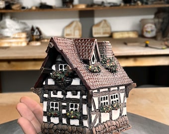 Handmade Ceramic House – Tea Light Holder, Aroma Diffuser