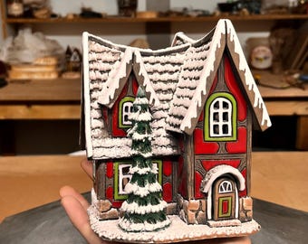 Handmade Ceramic Christmas Village House – Candle Holder and Aroma Diffuser