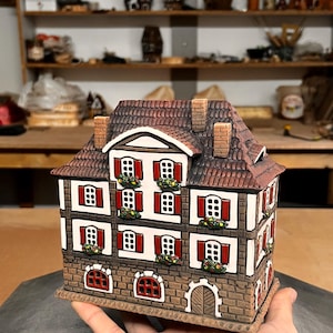 Handgjort keramiskt hus – ljusstake aromdiffusor samlarobjekt samlarobjekt