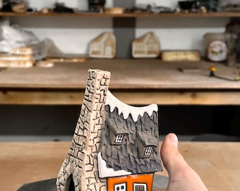Handmade Ceramic House Miniature - Incense Holder Burner