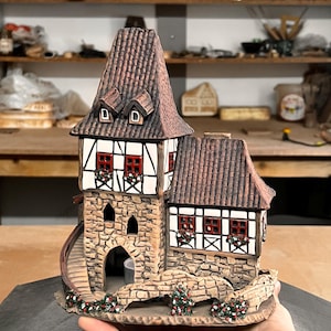 Handgjord keramisk hus miniatyrljus värmeljushållare aromoljediffusor