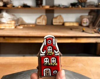 Tiny Ceramic Christmas Village House – Ceramic Clay Incense Burner