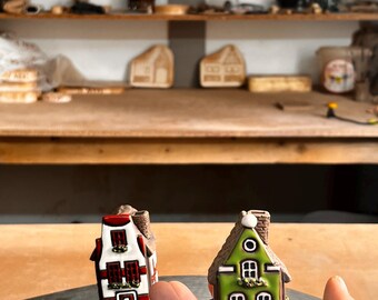 Handmade Tiny Ceramic House - Ceramic Incense Holder