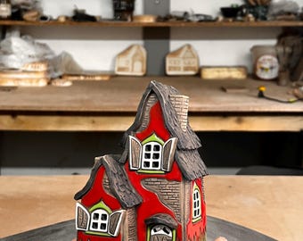 Handmade Ceramic House Miniature – Tea Light Holder and Essential Oil Burner