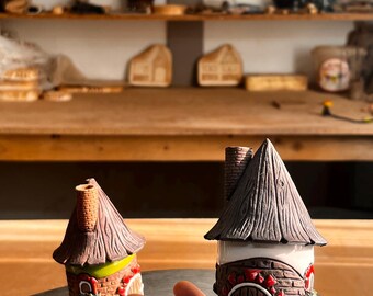 Handmade Tiny House - Ceramic Incense Burner
