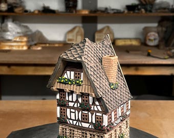 Handmade Ceramic House Miniature – Tealight Holder Essential Oil Diffuser Gift