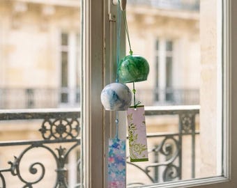 Japanese Wind Chime, Hand-Painted Goldfish Furin Style Pendant for Outdoor Decor