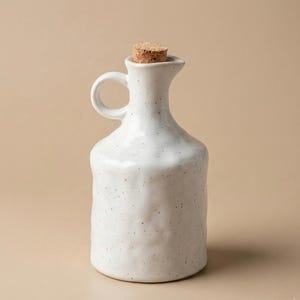 Handmade Ceramic Oil Bottle 400ml | Olive Oil & Vinegar Dispenser | Artistic Kitchen Cruet