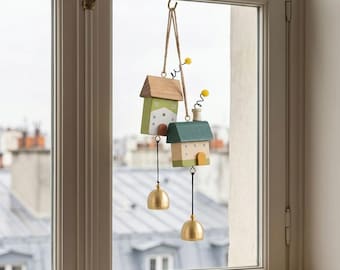 Cute Little House Wind Chimes Creative Doorknob Bell Hanging Decoration