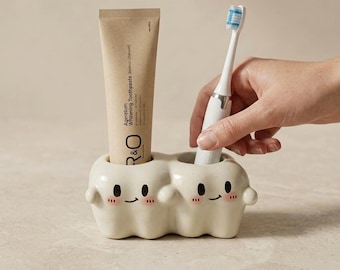 Ceramic Toothbrush Holder Electric Stand Bathroom Organizer Toothpaste Storage Rack