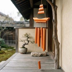 Bamboo Wind Chime Vintage Garden Hanging Ornament Eco-Friendly Door Window Decor