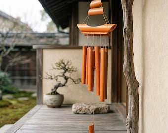 Bambu Vindspel Vintage Trädgårdshängande Ornament Miljövänlig Dörrfönsterdekor