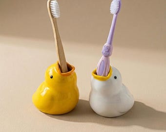 Ceramic Duck Toothbrush Holder Bathroom Sink Storage Animal Cup