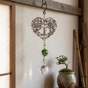 Crystal Tree of Life Suncatcher with Prism Pendant