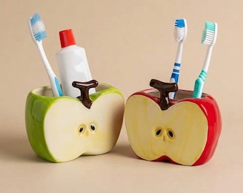 Ceramic Toothbrush Holder Half Fruit Bathroom Storage Rack