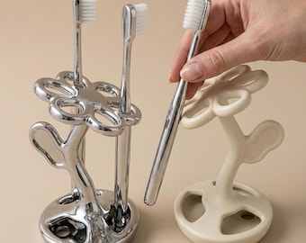 Keramische tandenborstelhouder in de vorm van een bloem met 6 vakjes, opbergrek voor de badkamer