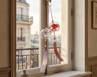 Japanese Sakura Glass Wind Chime Wind Bell Kawaii Room Decor