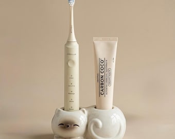 Ceramic Toothbrush Holder Cat Organizer Electric Brush Stand Bathroom Storage