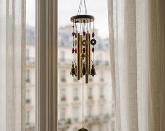 Traditional Bronze Metal Tube Wind Chime for Garden and Terrace