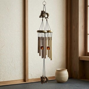 Bronze Aluminum Wind Chime Butterfly Owl Hanging Decor Indoor Outdoor Gift