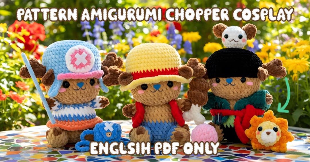 Chopper Cosplay Crochet Pattern Set | Amigurumi One Piece PDF | Cute ...