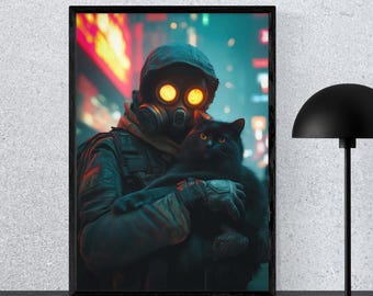 Cyberpunk Wall Art  – Neon City Sci-Fi Wall Decor Digital Download