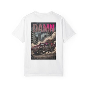 Damn Wasteland Nomad Riding Supra Truck T-shirt | Post-Apocalyptic Truck Art image 4