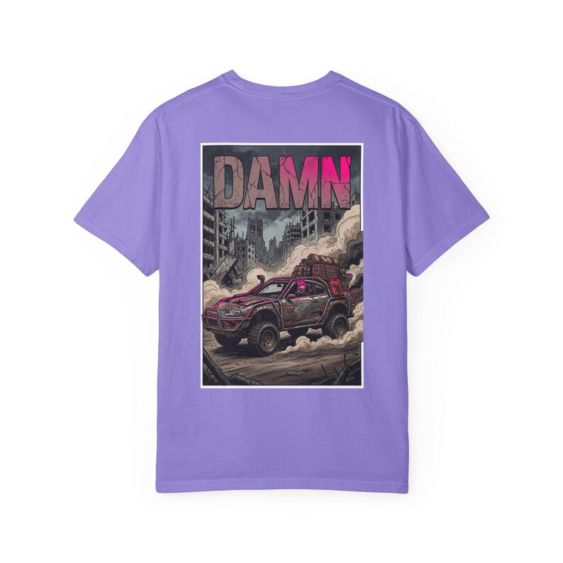 Damn Wasteland Nomad Riding Supra Truck T-shirt | Post-Apocalyptic Truck Art image 11