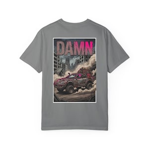 Damn Wasteland Nomad Riding Supra Truck T-shirt | Post-Apocalyptic Truck Art image 1