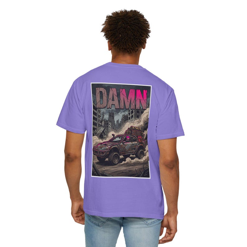 Damn Wasteland Nomad Riding Supra Truck T-shirt | Post-Apocalyptic Truck Art image 17