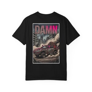 Damn Wasteland Nomad Riding Supra Truck T-shirt | Post-Apocalyptic Truck Art image 13