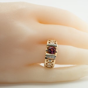 Diamond Pink Tourmaline Ring, 14K Gold Band image 10