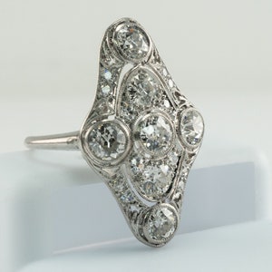 Edwardian Diamond Ring, Vintage Antique Estate Platinum 2.06 TDW image 4