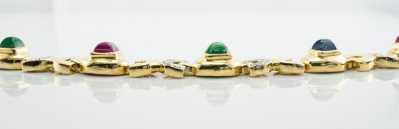 Ruby Sapphire Diamond & Emerald Bracelet, 18K Gold - image 9