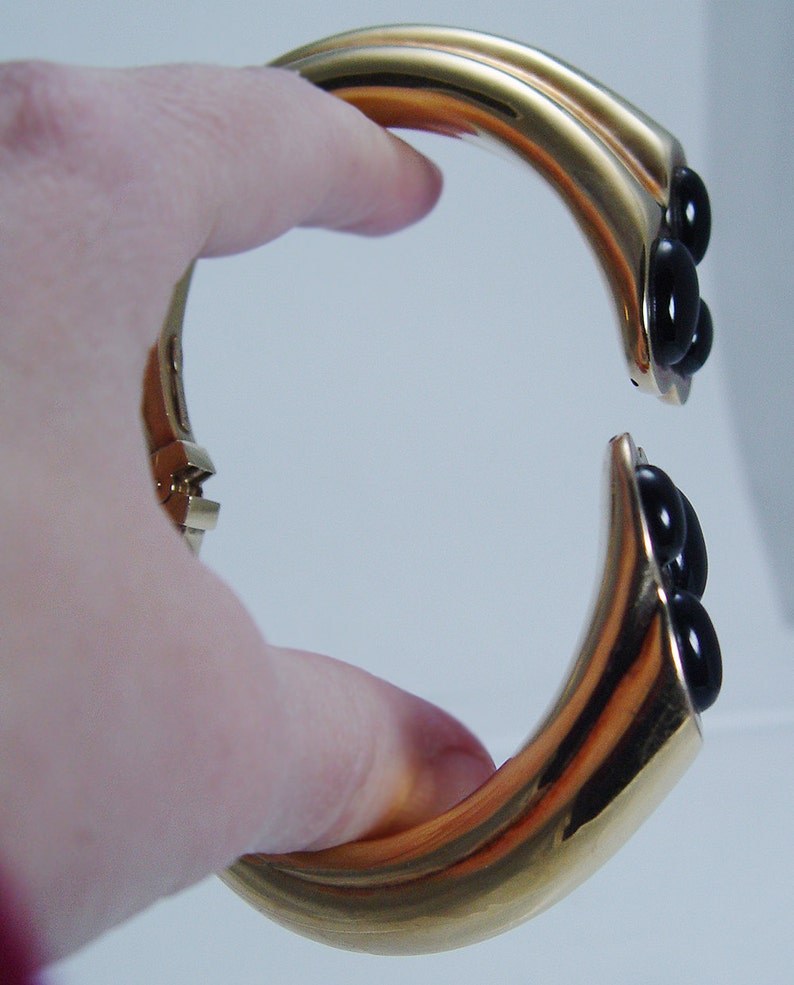 18K Gold Black Onyx Bracelet Bangle by Artlinea Etsy