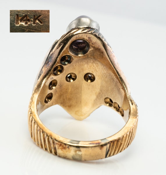 Purple Star Sapphire Ring Diamond Face Ring, Gold - image 5