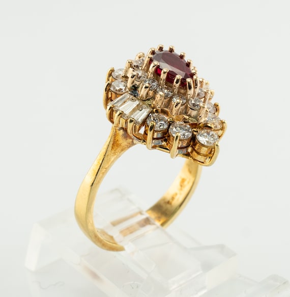 Diamond Ruby Ring, 14K Gold Ballerina - image 7