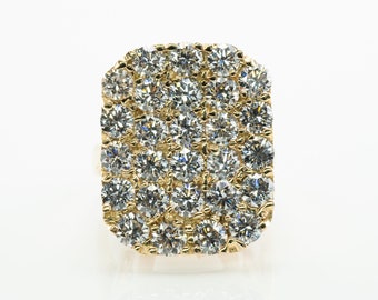 Diamond Cluster Ring, Vintage Estate 18K Yellow Gold Cocktail
