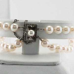 Vintage Mikimoto Pearl & Sterling Silver Bracelet Necklace Set.