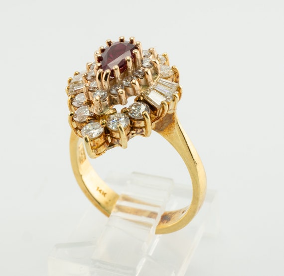 Diamond Ruby Ring, 14K Gold Ballerina - image 8