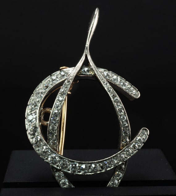 Edwardian Diamond Wishbone Brooch Pendant, Antiqu… - image 8