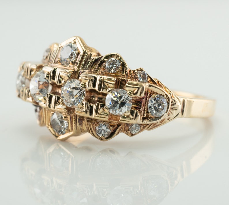 Diamond Ring, Vintage 14K Gold Band 1930s image 6
