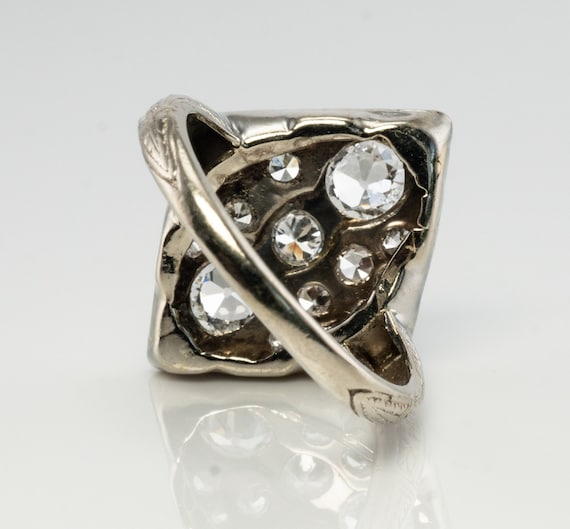 Art Deco Diamond Ring, Geometric 14K Gold Antique - image 4