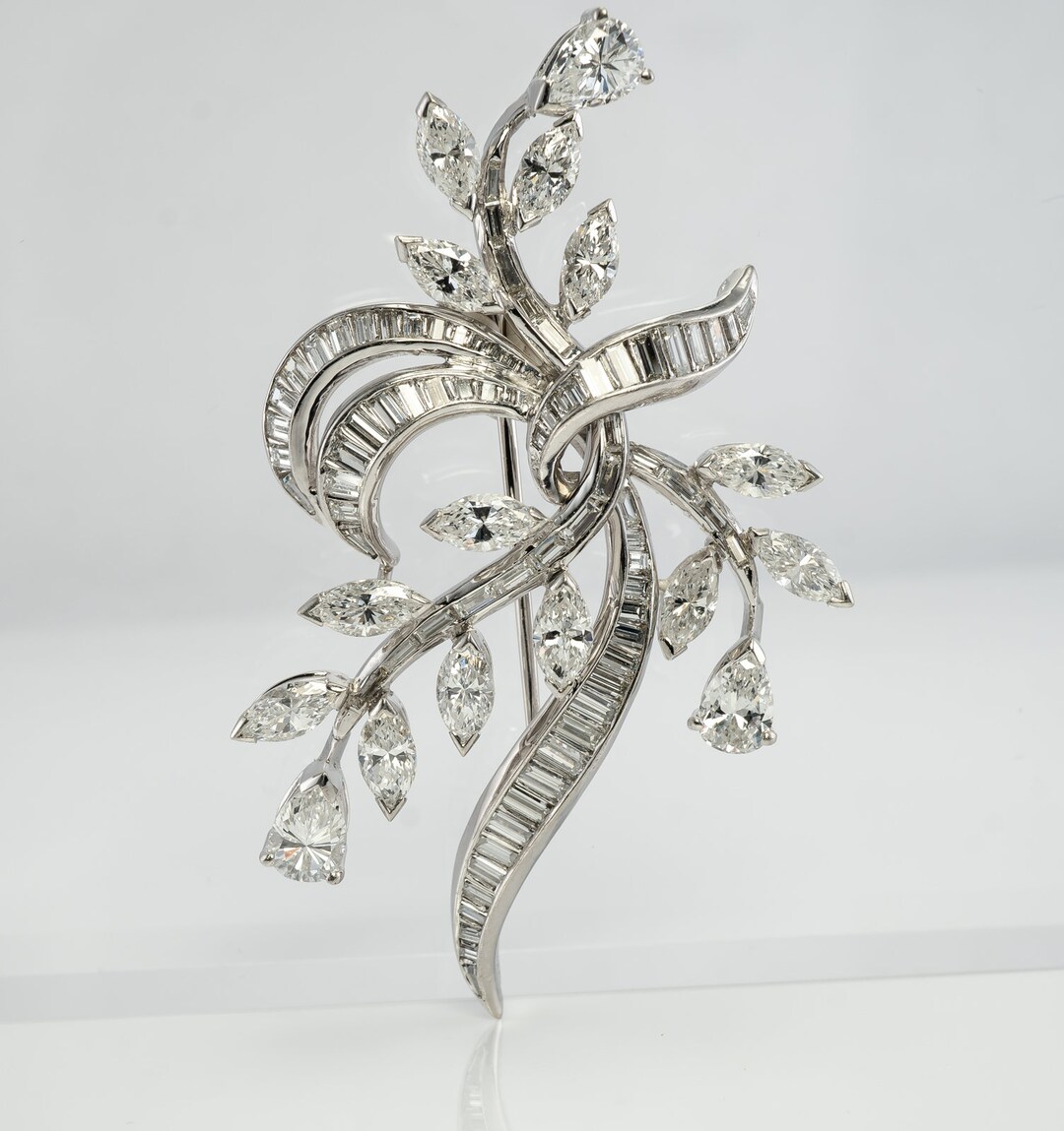 Elwood Van Clief Diamond Pendant, Floral Brooch Platinum Etsy