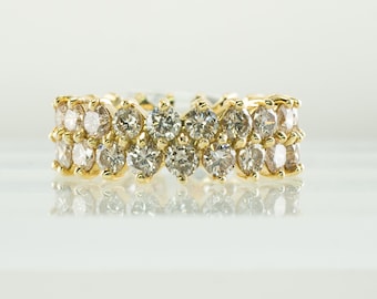Diamond Ring, 18K Yellow Gold Eternity Band, Engagement Wedding