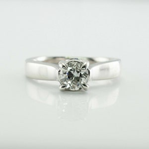 Delia Diamond Solitaire Ring, Estate 14K White Gold, Engagement image 4