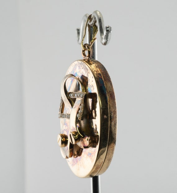 Art Nouveau Pendant Locket, Freshwater Pearls Gold - image 6