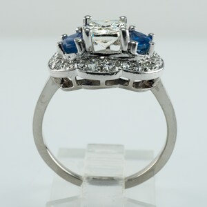 Diamond Blue Ceylon Sapphire Ring, VIntage Estate 14K Gold 1.58 TDW image 10